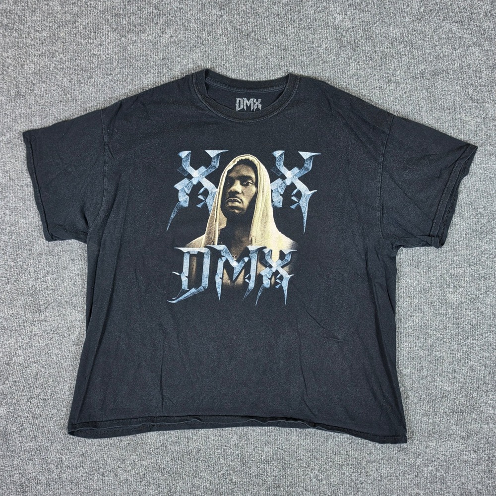 DMX Rap Graphic T-Shirt Mens 2X Black Short Sleeve Hip Hop Music Tee FLAW